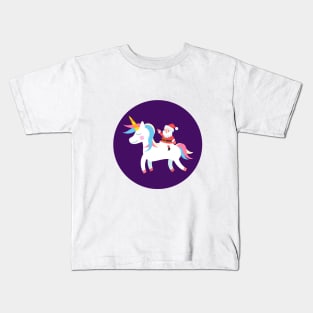 Christmas Santa Riding Unicorn Kids T-Shirt